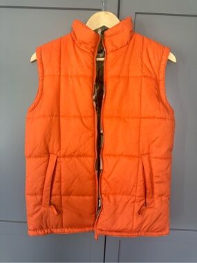 Men's Orange Quilted Puffer Vest - Insulated Sleeveless Layer